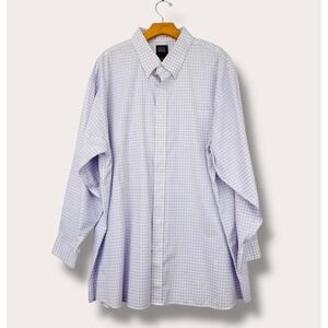 Jos A Bank Mens Travelers Purple Gingham Check Cotton Casual Shirt‎ 18.5 / 34